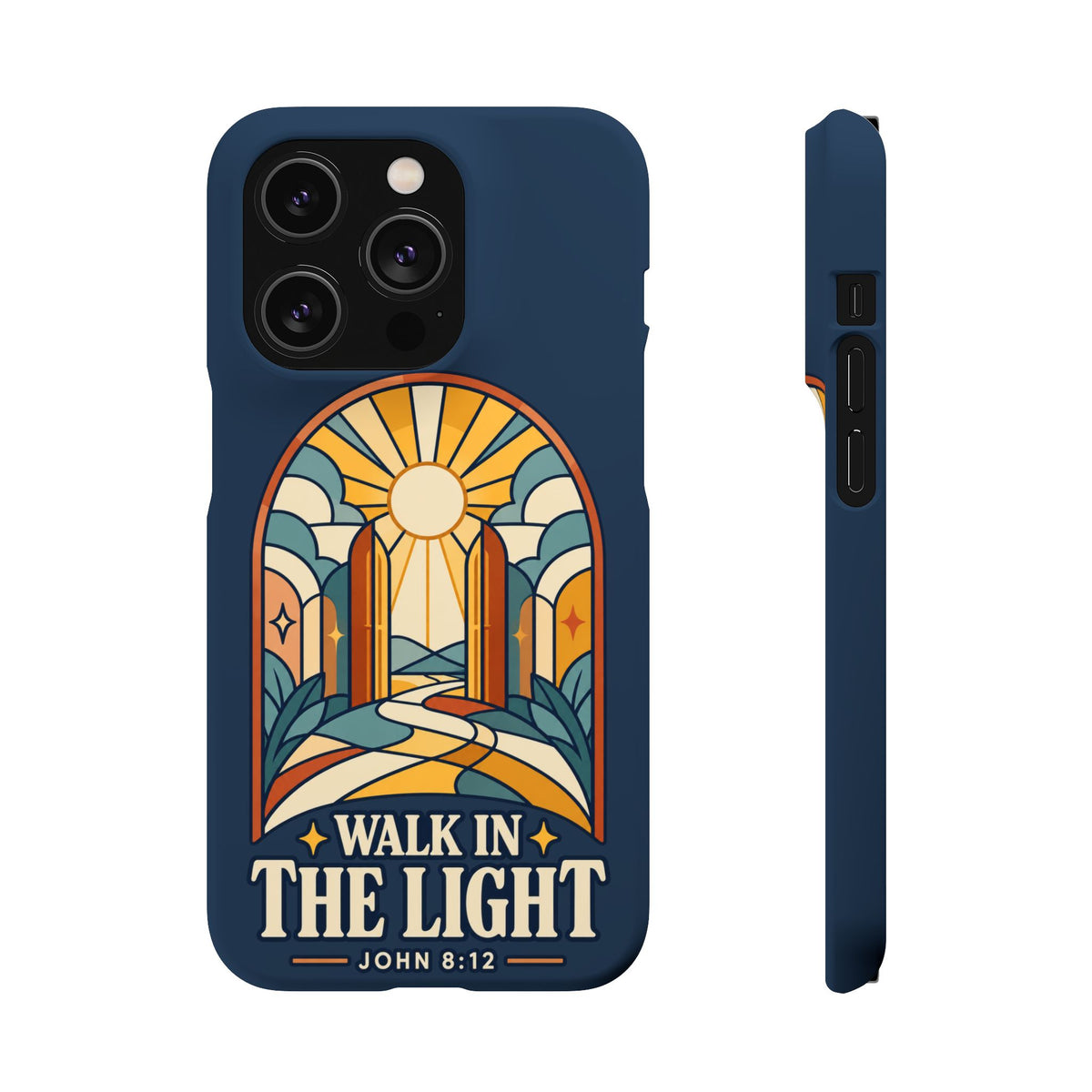 Phone Case — "Walk in the Light" Christian Stained-Glass Design (John 8:12)
