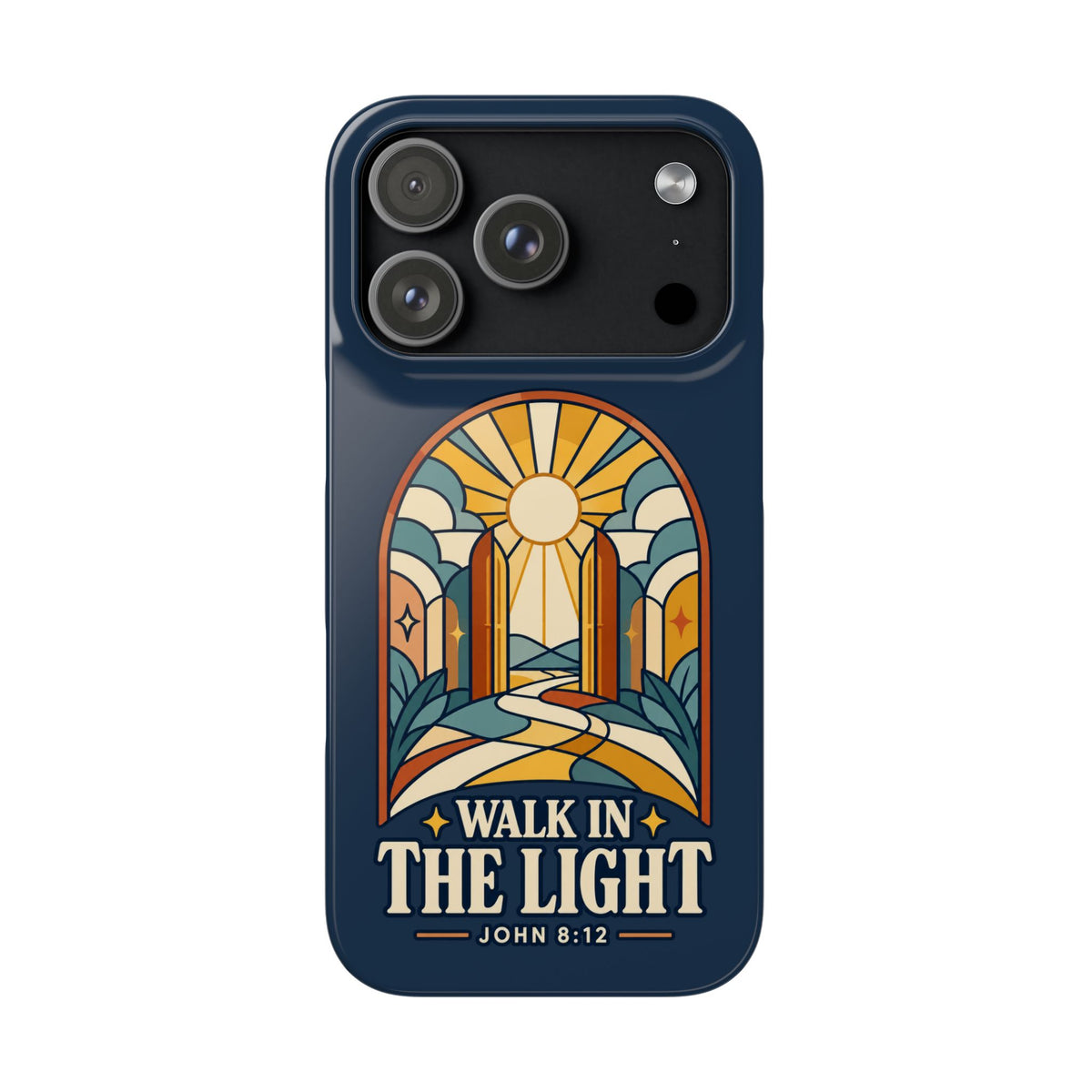 Phone Case — "Walk in the Light" Christian Stained-Glass Design (John 8:12)