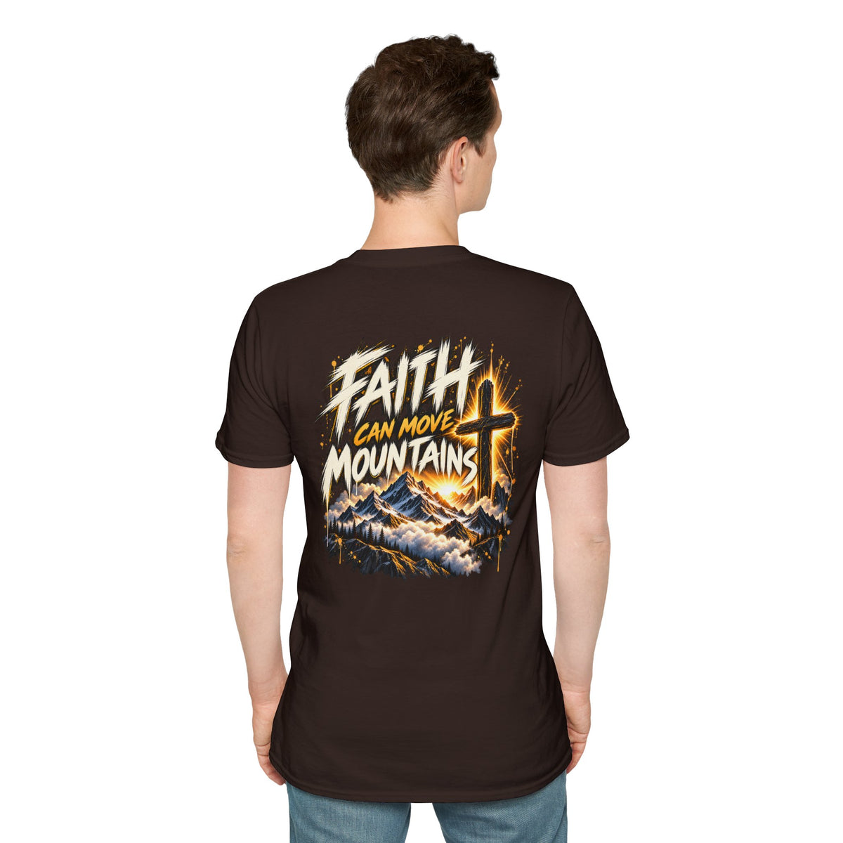Faith Can Move Mountains T‑Shirt — Christian Cross Mountain Graphic Tee