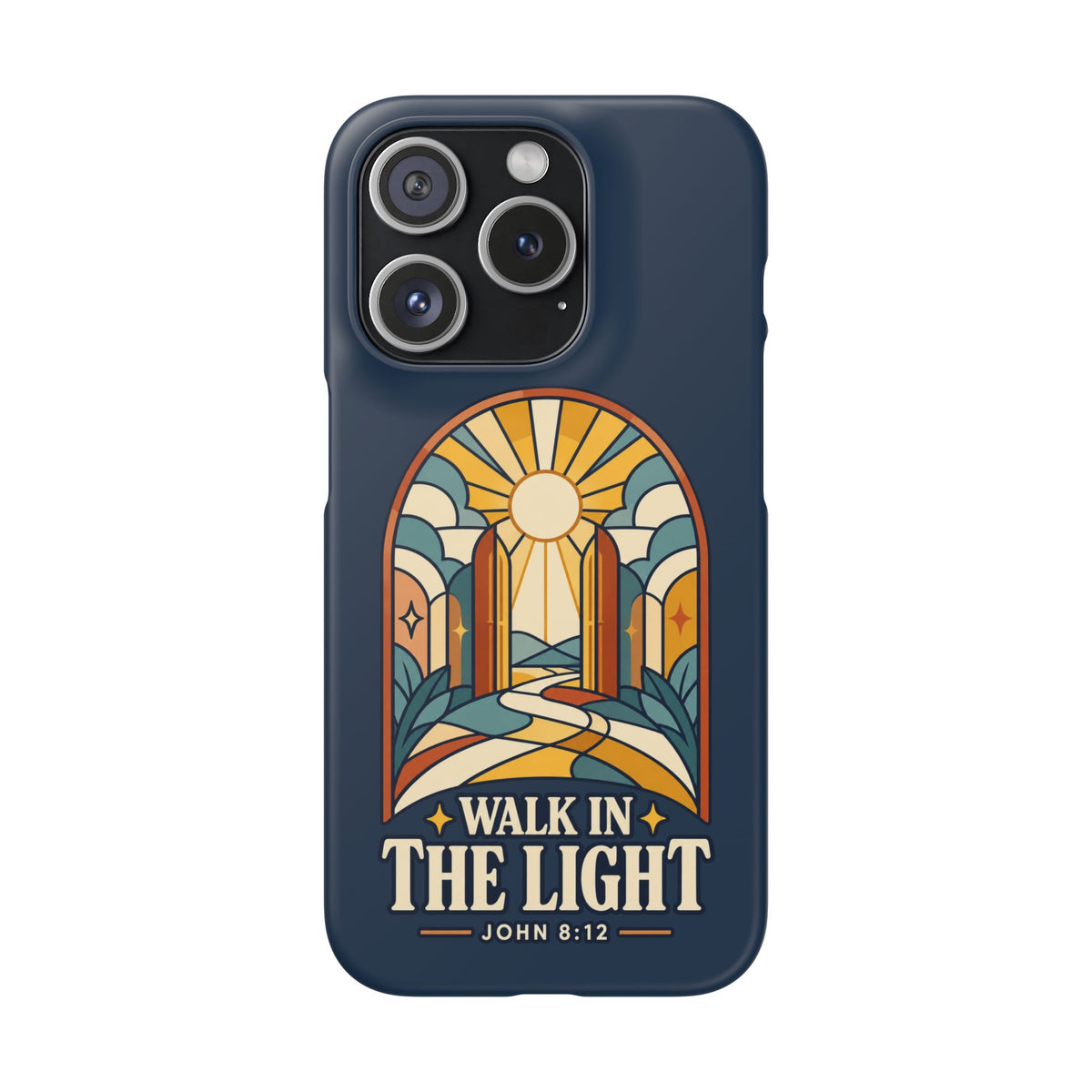 Phone Case — "Walk in the Light" Christian Stained-Glass Design (John 8:12)