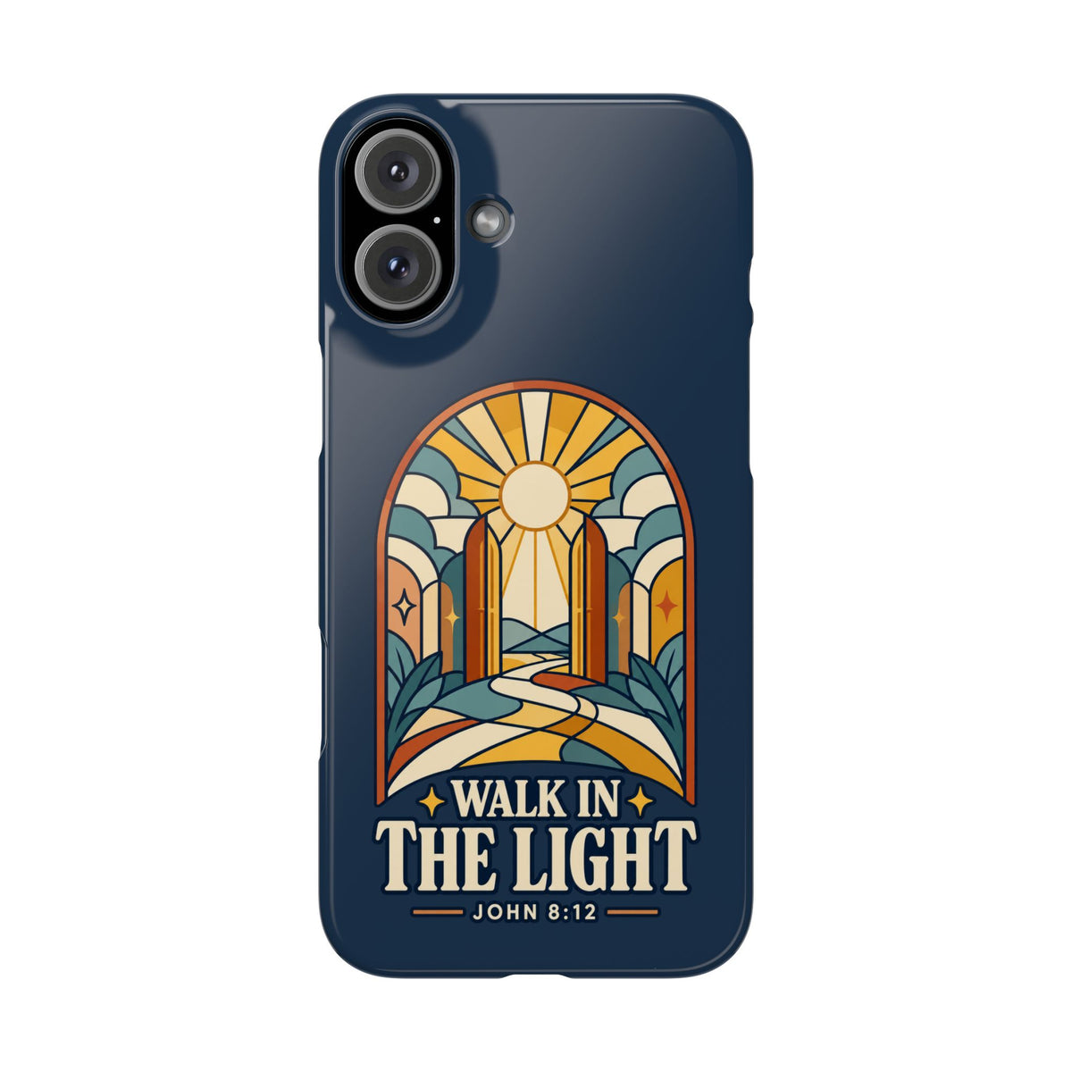 Phone Case — "Walk in the Light" Christian Stained-Glass Design (John 8:12)