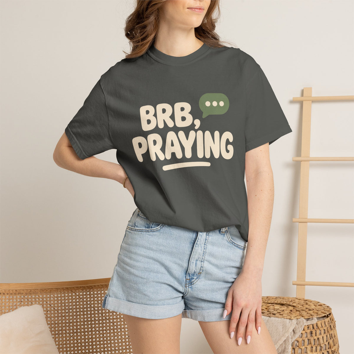 BRB, Praying T-Shirt — Christian Faith Graphic Tee (God Is Listening)