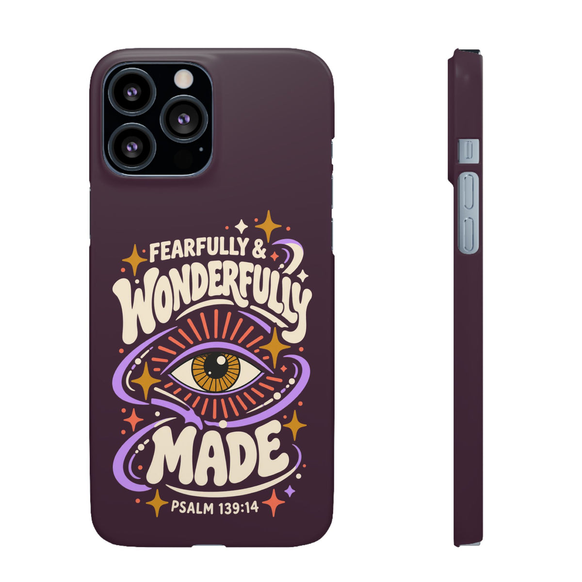 "Fearfully & Wonderfully Made" Purple Inspirational Phone Case (Psalm 139:14)