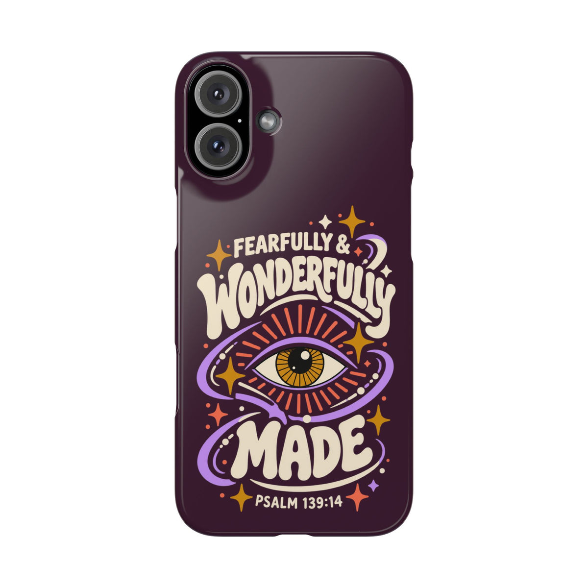 "Fearfully & Wonderfully Made" Purple Inspirational Phone Case (Psalm 139:14)