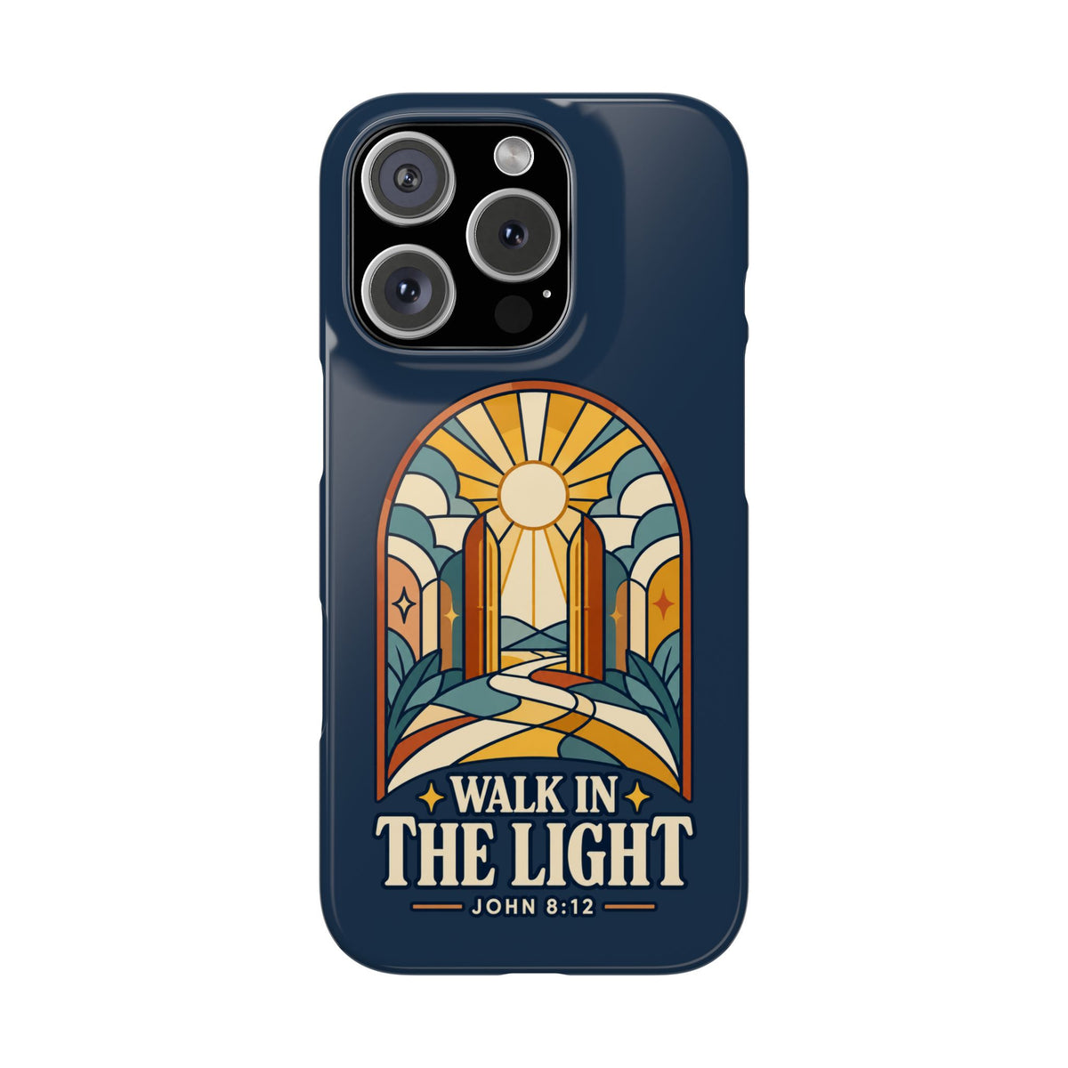 Phone Case — "Walk in the Light" Christian Stained-Glass Design (John 8:12)