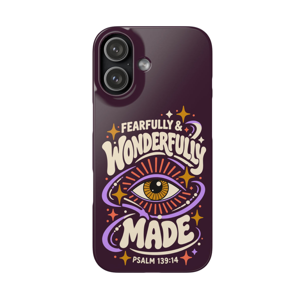 "Fearfully & Wonderfully Made" Purple Inspirational Phone Case (Psalm 139:14)
