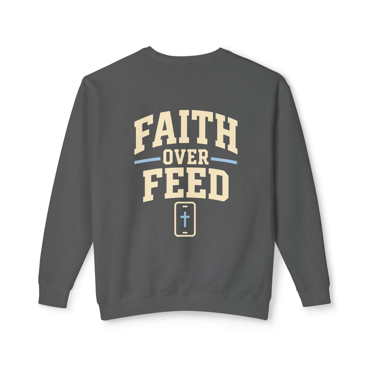 Faith Over Feed Crewneck Sweatshirt — "Stay Connected" Christian Graphic Crew
