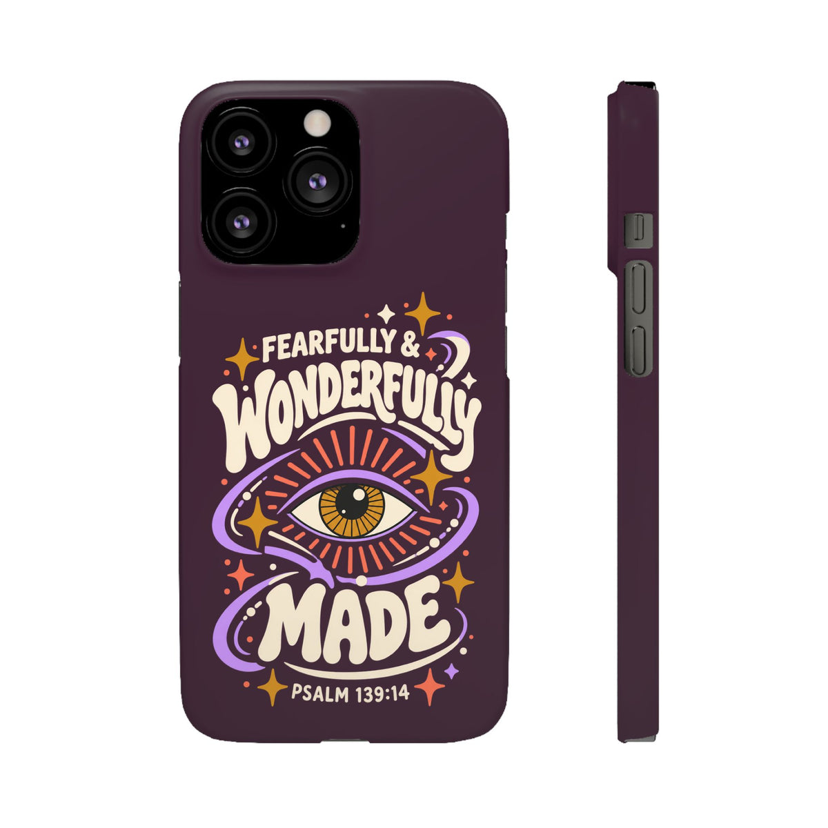 "Fearfully & Wonderfully Made" Purple Inspirational Phone Case (Psalm 139:14)
