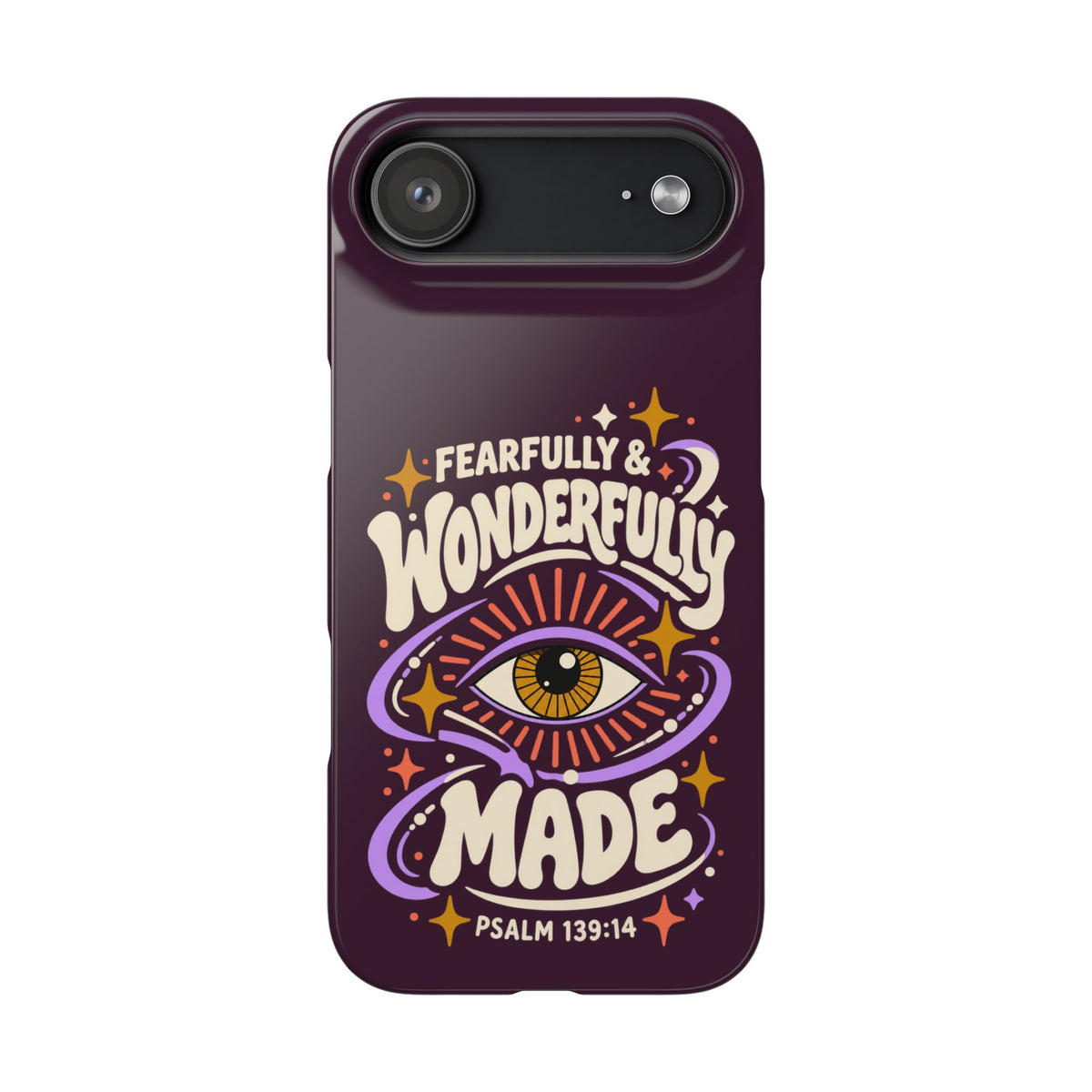 "Fearfully & Wonderfully Made" Purple Inspirational Phone Case (Psalm 139:14)