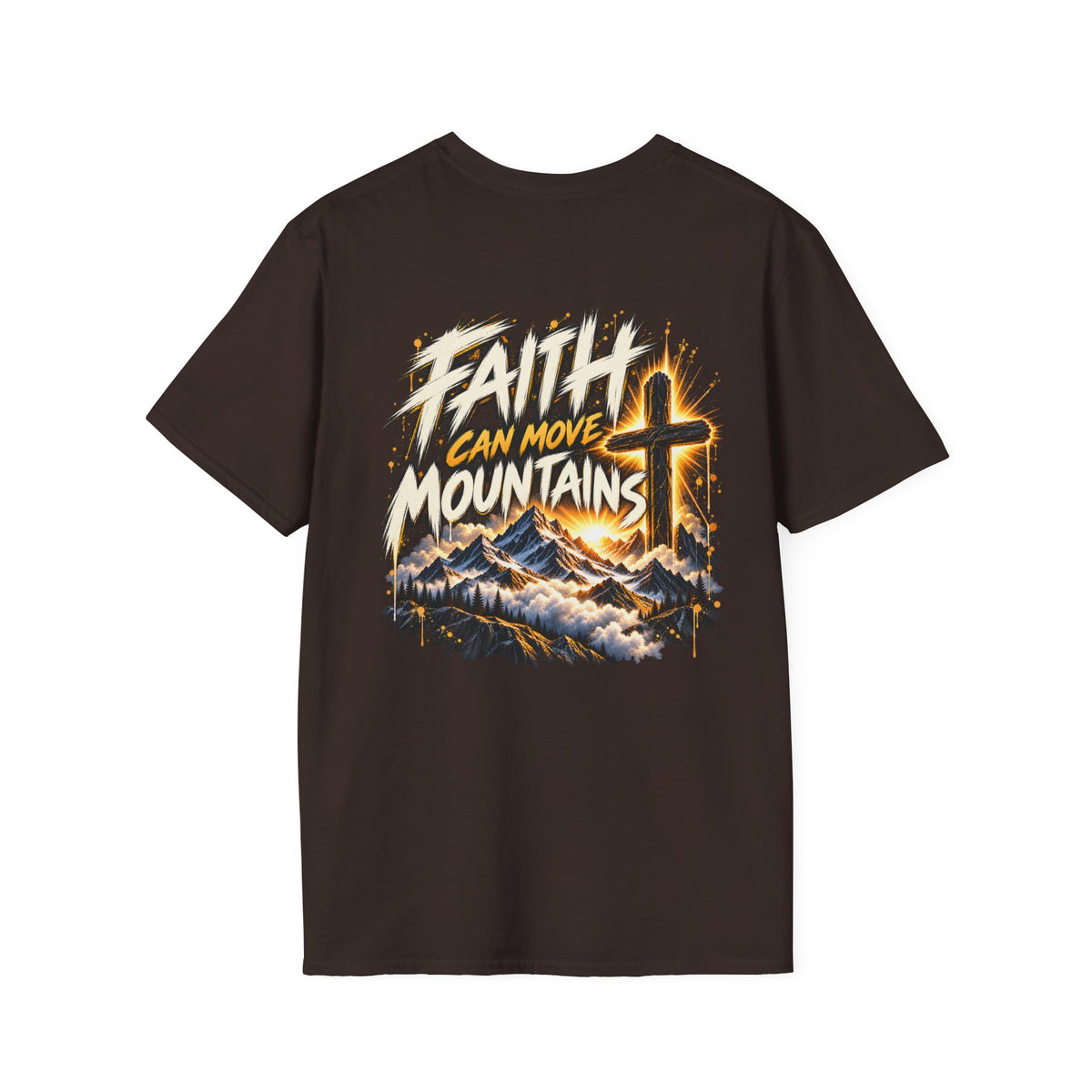 Faith Can Move Mountains T‑Shirt — Christian Cross Mountain Graphic Tee
