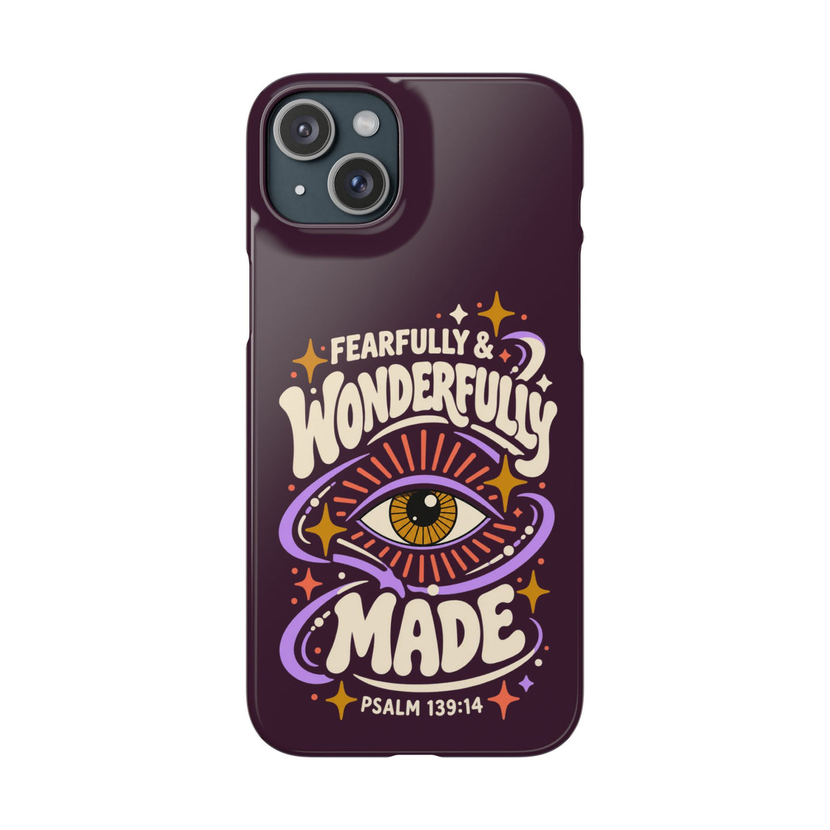 "Fearfully & Wonderfully Made" Purple Inspirational Phone Case (Psalm 139:14)