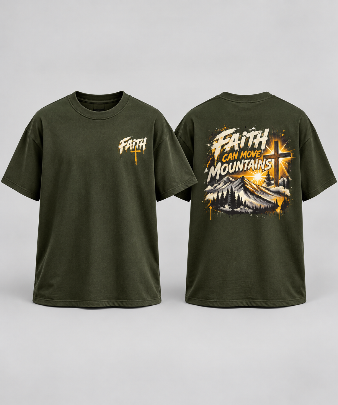 Faith Can Move Mountains Oversized Christian T-Shirt